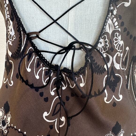 Sandro Brown Bandana Maxi Slip Dress Size 4 Cowgirl Western Corset Designer $455 - Picture 11 of 13